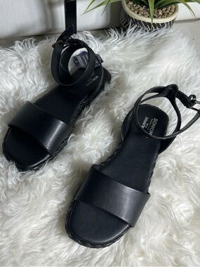 Sonoma Black Ankle-Strap Braided-Trim Sandal